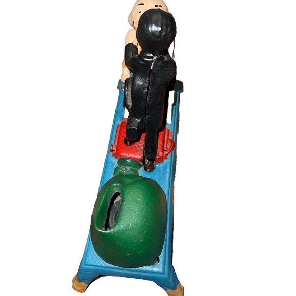 Vintage Cast Iron The Dentist Chair/Pulling Teeth Mechanical Bank Works great! - Picture 5 of 8